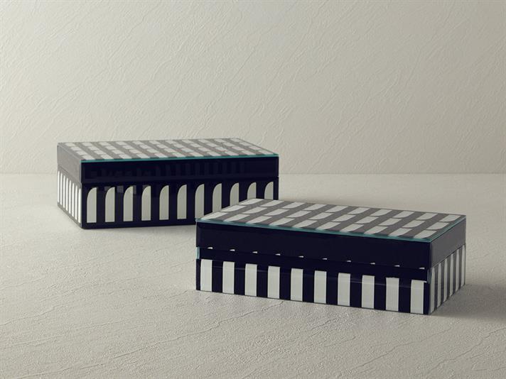 Cutie decorativă, Lena, sticlă, 23x14x6,5 cm, negru - alb