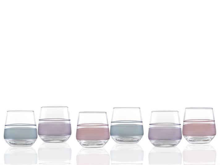 Band Glass 6 Pcs for Coffee Side Water Glass 115 ml Colored