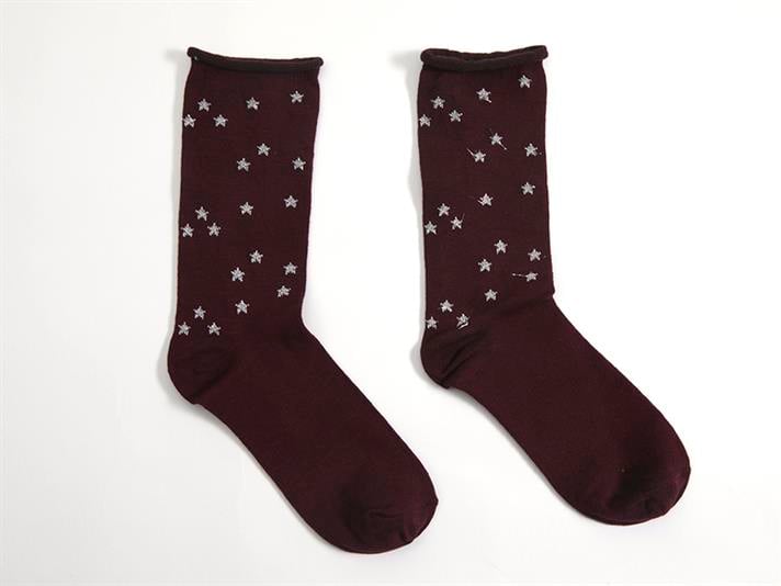 Bella Cotton Womens Short Cut Long-Calf Socks 35-39 Maroon