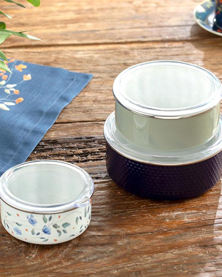 Belleza Enamel 3 Set Storage Box 12-14-16 cm Colbalt Blue