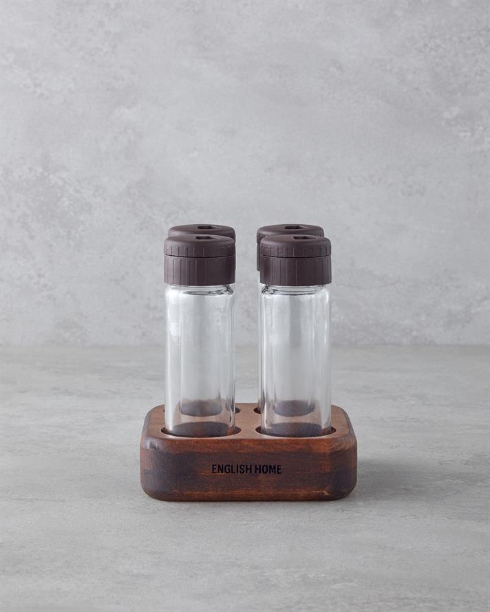 Bellis Sticlă Cu 4 Piese Set Condimente 12.5x12.5 cm Natural.