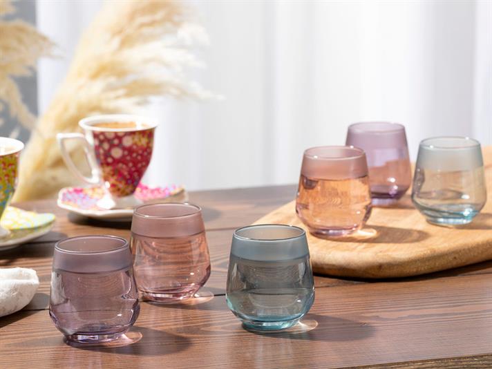 Bande Glass 6 Set Served with Coffee Water Glass 115 ml Colorful