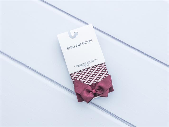 Kurdeleli Netted Womens Short Cut Stockings 35-39 Maroon