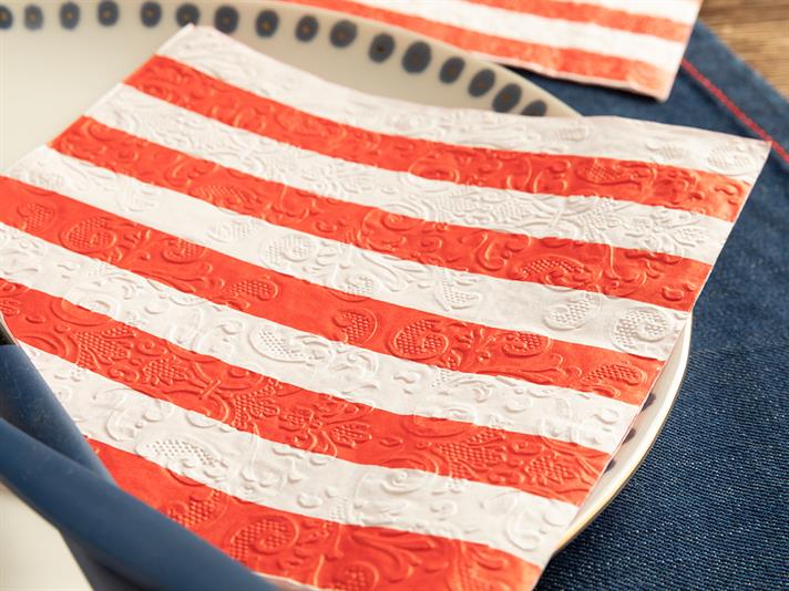 Set 20 șervețele, Big Stripes, hârtie, 33x33 cm, roșu