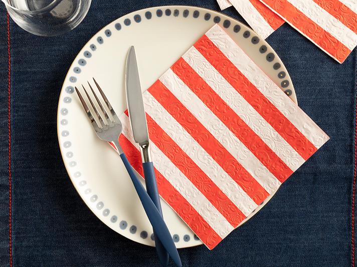 Set 20 șervețele, Big Stripes, hârtie, 33x33 cm, roșu