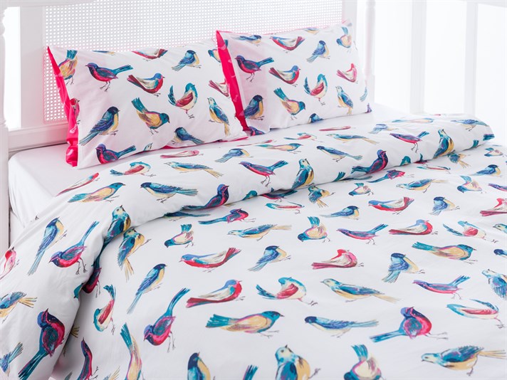 Birdane Cu Bumbac King Size Lenjerie De Pat 240x220 cm Turcoaz
