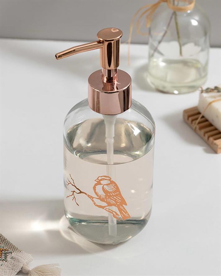 Birdy Sticlă Recipient Săpun Lichid Baie 7.2x18.5 cm Rose Gold.