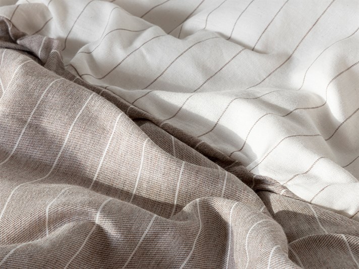 blând Pinstripe Twill  King Size  SET LENJERIE DE PAT 240x220 cm Brown