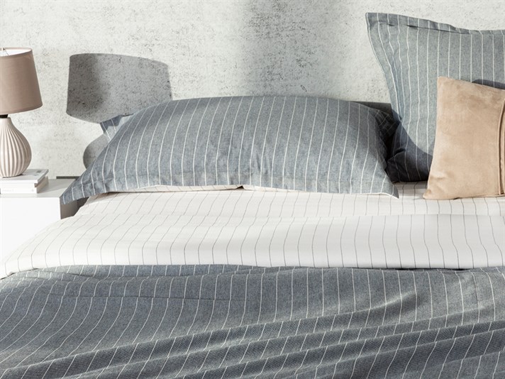 blând Pinstripe Twill Double Set Lenjerie De Pat 200x220 cm Bleumarin
