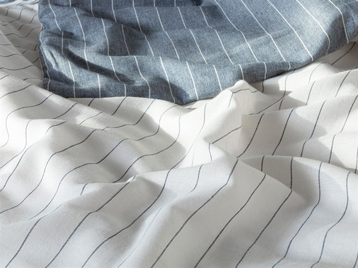 blând Pinstripe Twill Double Set Lenjerie De Pat 200x220 cm Bleumarin