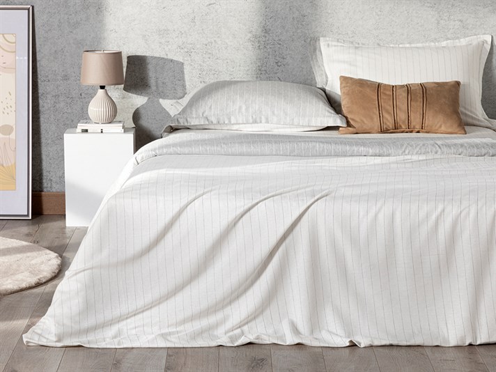 blând Pinstripe Twill Super King Set Lenjerie De Pat 260x220 cm Gri