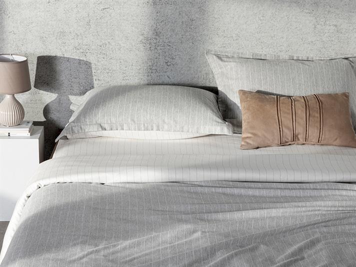 blând Pinstripe Twill Double Person  SET LENJERIE DE PAT 200x220 cm Gri.