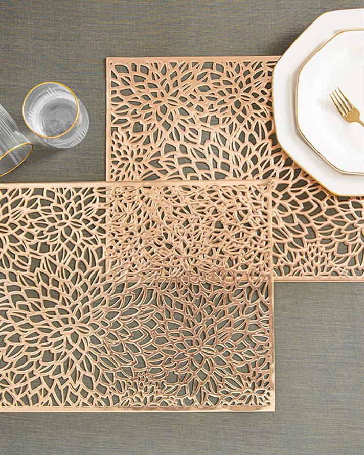 Blanca PVC 2 Set Kitchen Table Mat 45x30 cm Gold