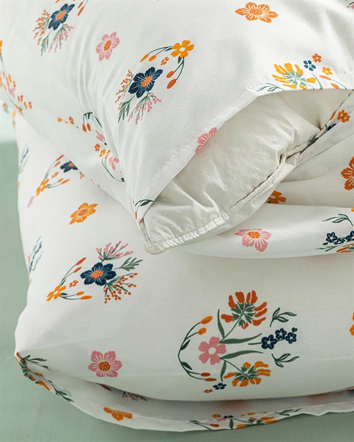 Bloomy Spring Ușor De Călcat Cu 2 Piese Față De Pernă 50x70 cm Albastru