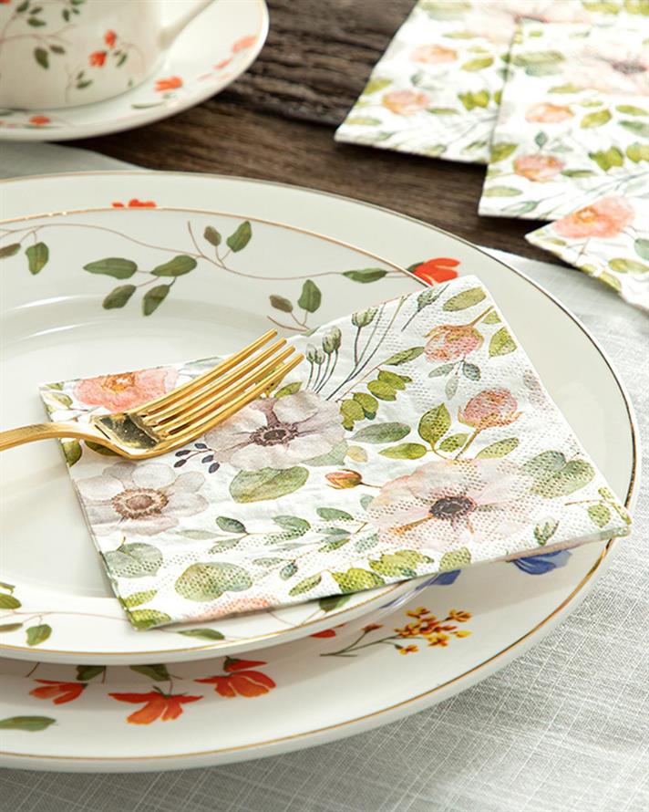 Blossoming Branches  Hârtie Cu 20 Piese Șervețele De Hârtie 25x25 cm Alb