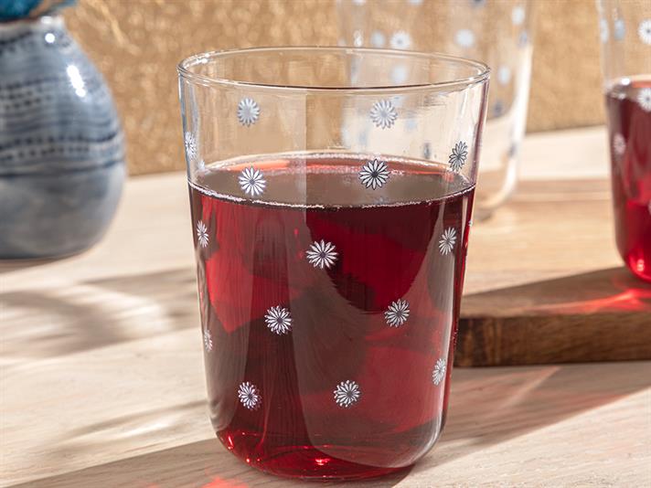 Blue Daisy Glass 3 pcs Glass 250 ml Blue