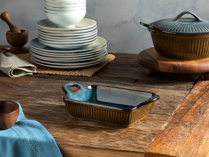 Blurry Stoneware Oven Cover 27,8x15,8x7 cm Blue-Brown