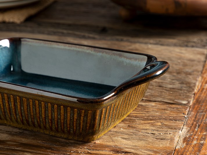 Blurry Stoneware Oven Cover 27,8x15,8x7 cm Blue-Brown