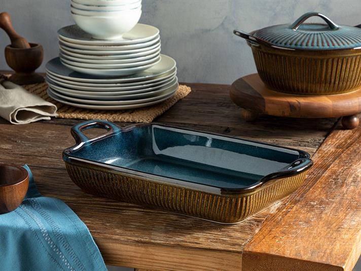Blurry Stoneware Oven Cover 41,8x23,5x8 cm Blue-Brown