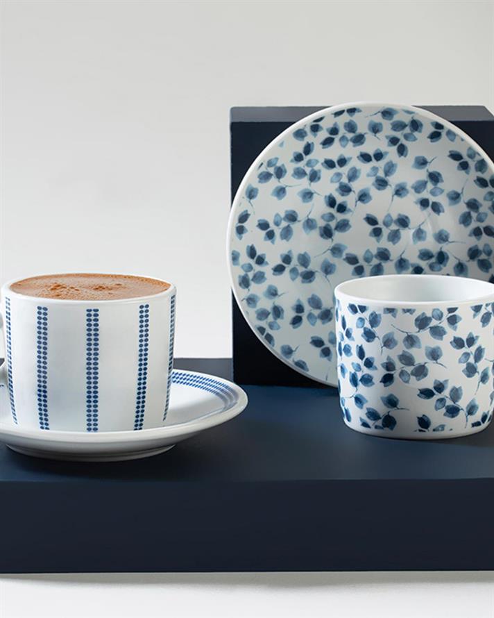 Bohemian Leaf Set De Cești De Cafea 4 Bucăți Pentru 2 Persoane, Porțelan, 80 Ml, Natural - Burgundia