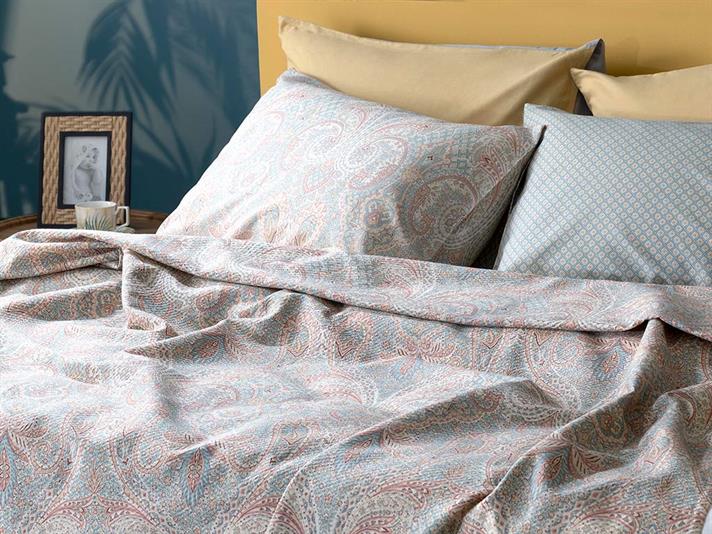 Boho Chic  Cu imprimeu Persoană dublă  SET CUVERTURĂ 200x220 cm Burgundia-gri
