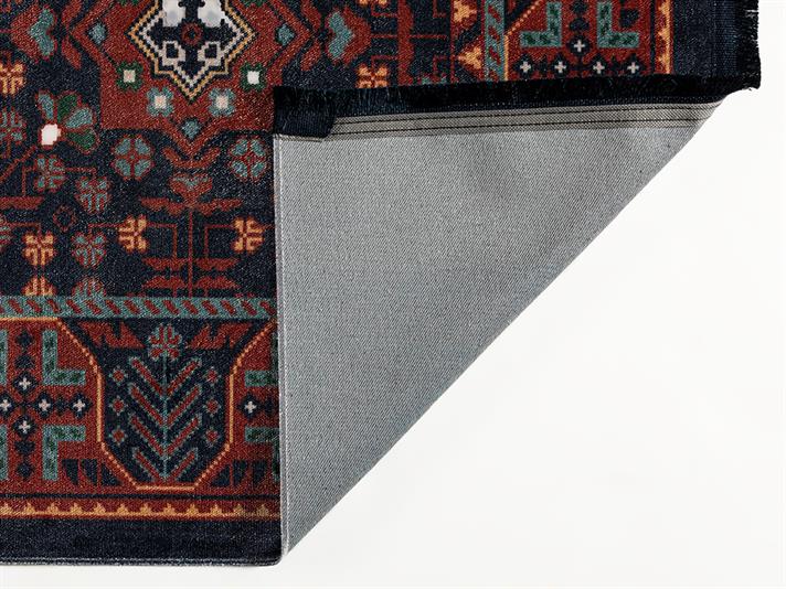 Covor decorativ, Boho Chic, 80x150 cm, bumbac-poliester, bordo-bleumarin