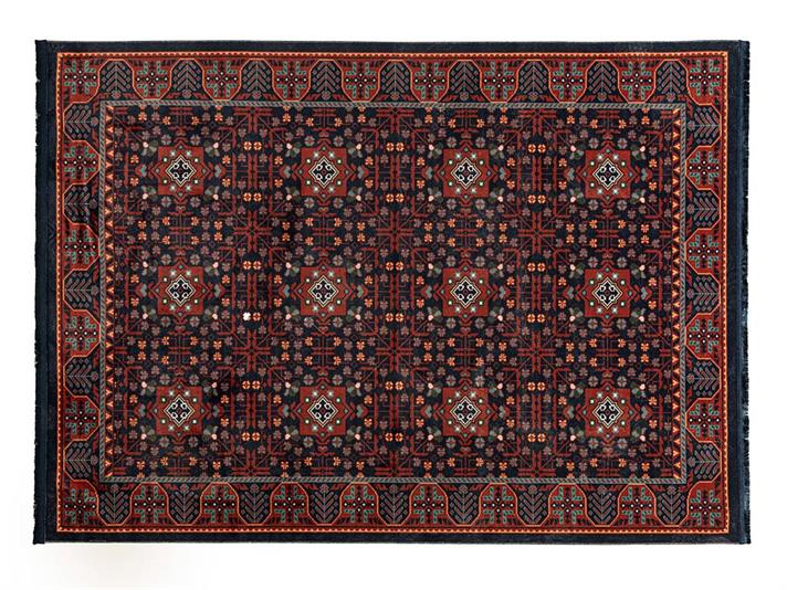 Covor decorativ, Boho Chic, 80x150 cm, bumbac-poliester, bordo-bleumarin
