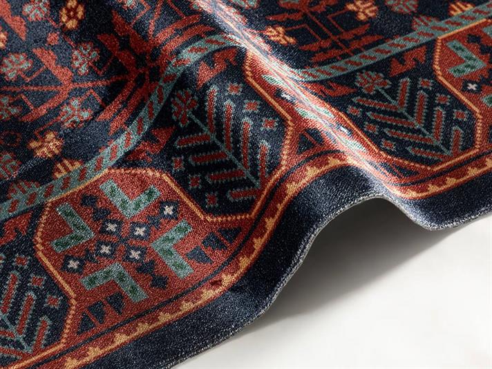 Covor decorativ, Boho Chic, 80x150 cm, bumbac-poliester, bordo-bleumarin