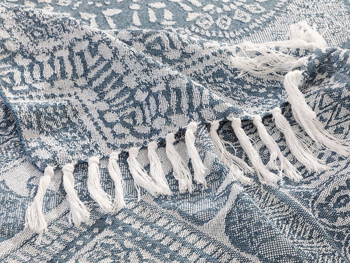 Boho Dream Țesătură Jacquard Double Set Cuverturi Pat 240x260 cm Indigo.