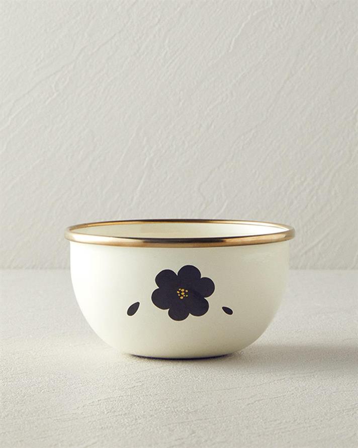 Bol, Bohemia, email, 12 cm, alb