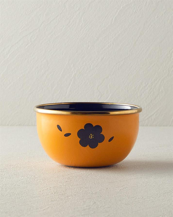 Bol, Bohemia, email, 12 cm, galben muștar
