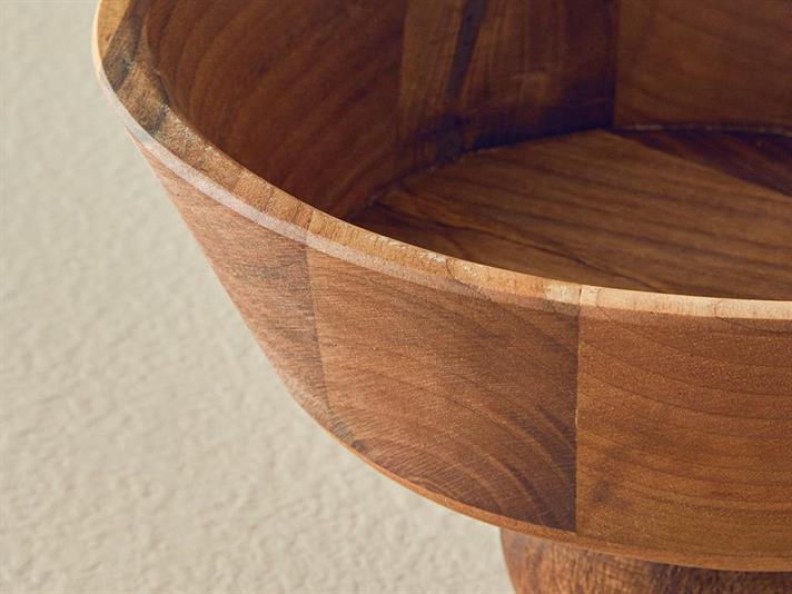 Bol cu picior, Bubble Wood, lemn de nuc, 25,7 cm, maro