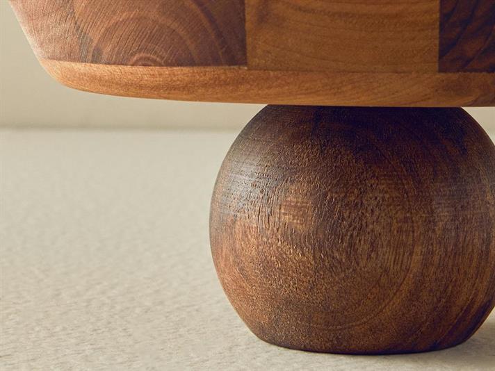 Bol cu picior, Bubble Wood, lemn de nuc, 25,7 cm, maro