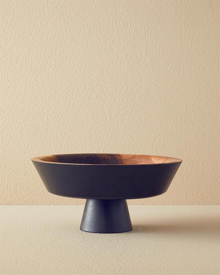 Bol cu picior, Modern Wood, lemn de nuc, 28 cm, maro