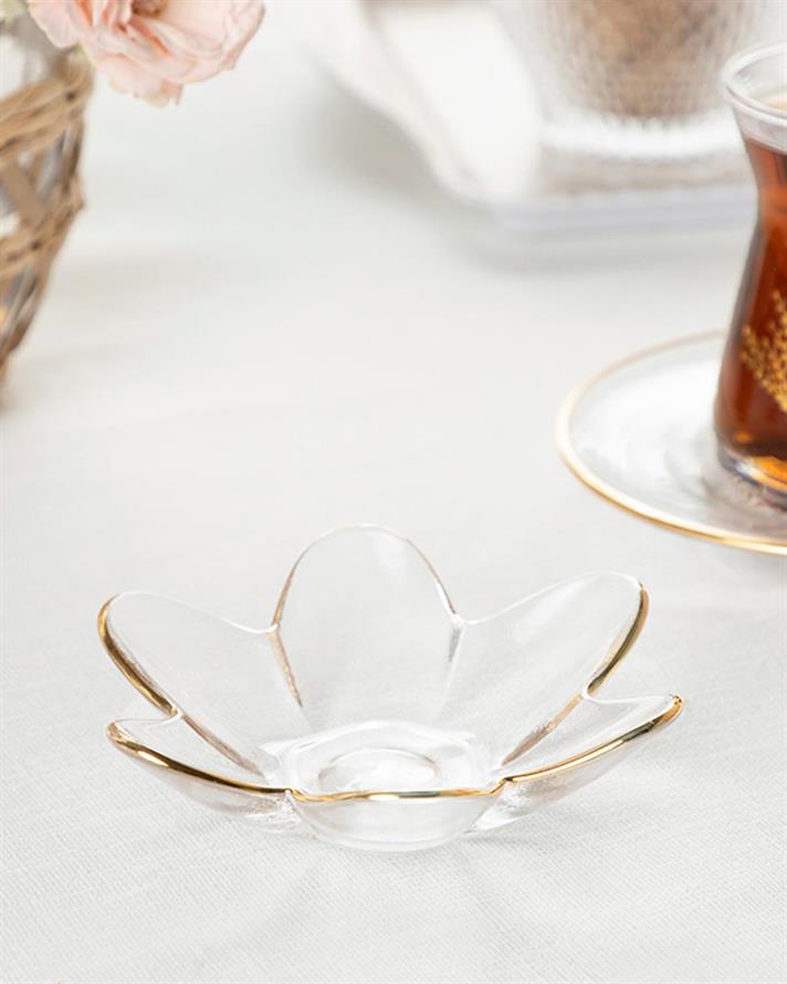 Bol gustare, Flora, sticlă, 11 cm, transparent