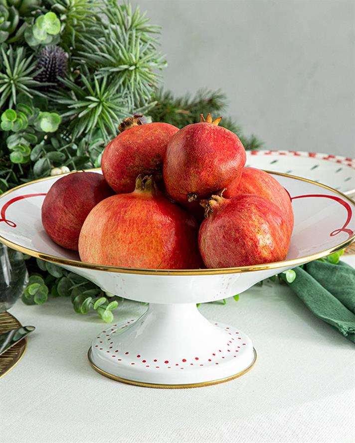 Bol pentru fructe, Modernity, email, 32 cm, alb - roșu