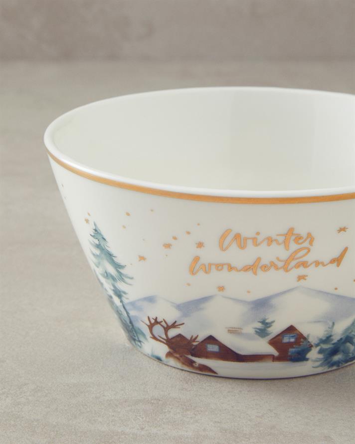 Bol, Winter Wonderland, porțelan, 14 cm, auriu