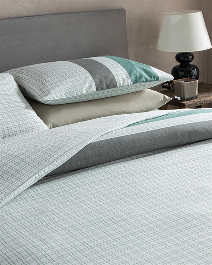 Bold Line Set Lenjerie De Pat Dublu, Ușor De Calcat, 200*220 Cm, Crem-Roșu