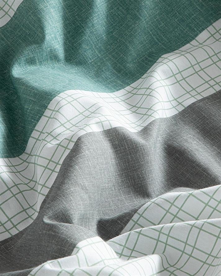 Bold Line Set Lenjerie De Pat Dublu, Ușor De Calcat, 200*220 Cm, Crem-Roșu