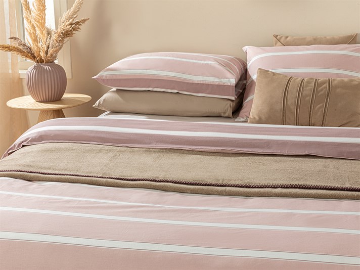 Bold Stripe Cu Bumbac Double Set Lenjerie De Pat 200x220 cm Roz