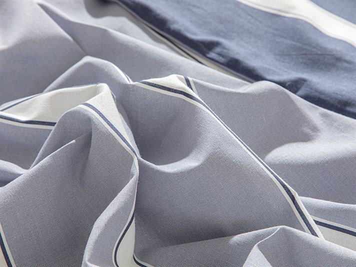 Bold Stripe Cu Bumbac King Size Set Lenjerie De Pat 240x220 cm Albastru