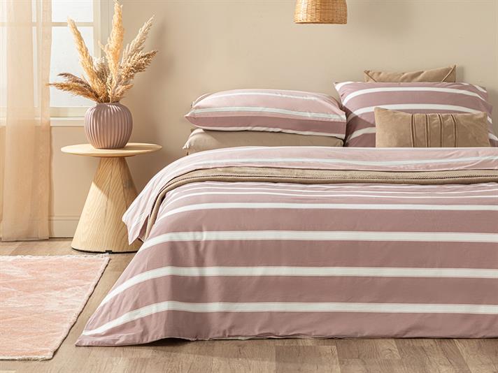 Bold Stripe Cu Bumbac Single Set Lenjerie De Pat 160x220 cm Roz