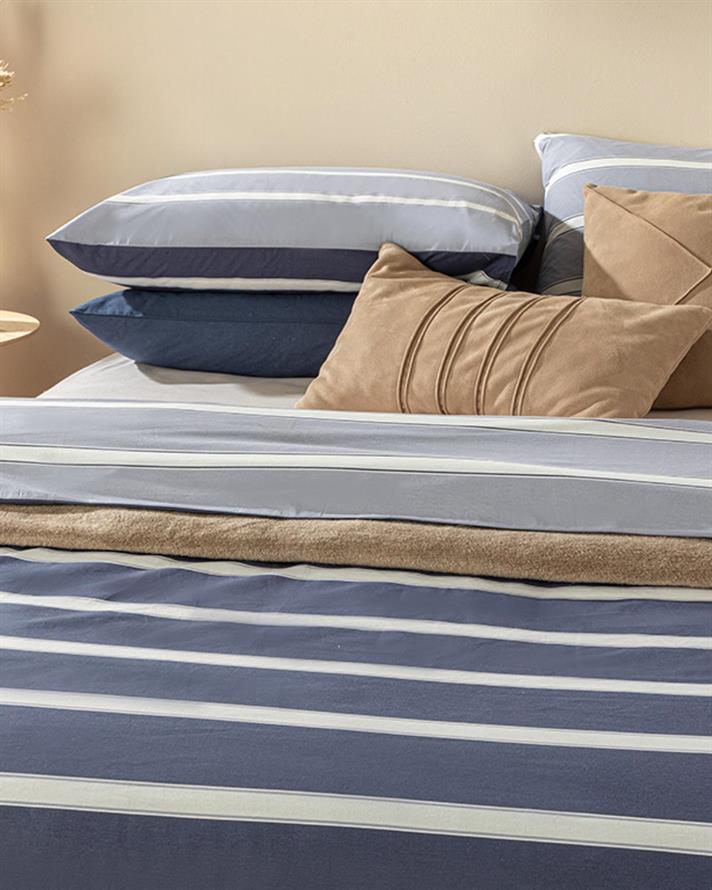 Bold Stripe Cu Bumbac Single Set Lenjerie De Pat 160x220 cm Albastru