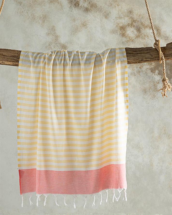 Candy Cotton Striped Peshtemal 90x150 cm Pink - Yellow