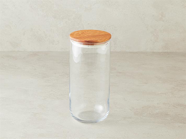 Pure Wooden Borosilicat Borcan 1400 ml Transparent