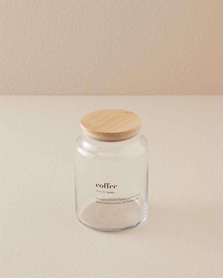 Borcan depozitare cu capac, Coffee, sticlă, 890 ml, transparent