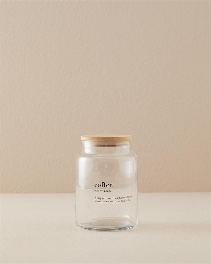 Borcan depozitare cu capac, Coffee, sticlă, 890 ml, transparent