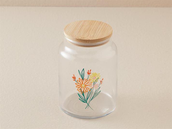 Flower Glass Jar 890 ml Transparent