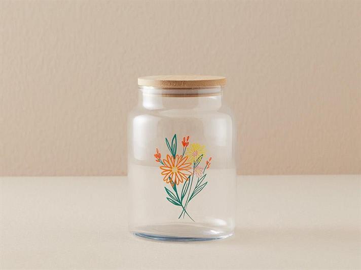 Flower Glass Jar 890 ml Transparent