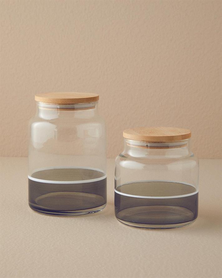 Line Glass Jar 635 ml Transparent